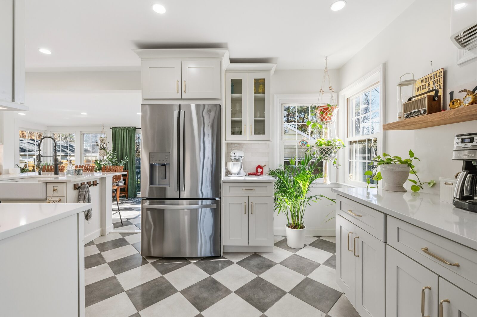 Renovated kitchen with custom cabinetry, view 001