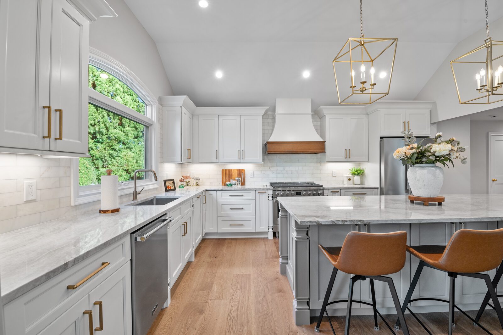 Renovated kitchen with custom cabinetry, view 014