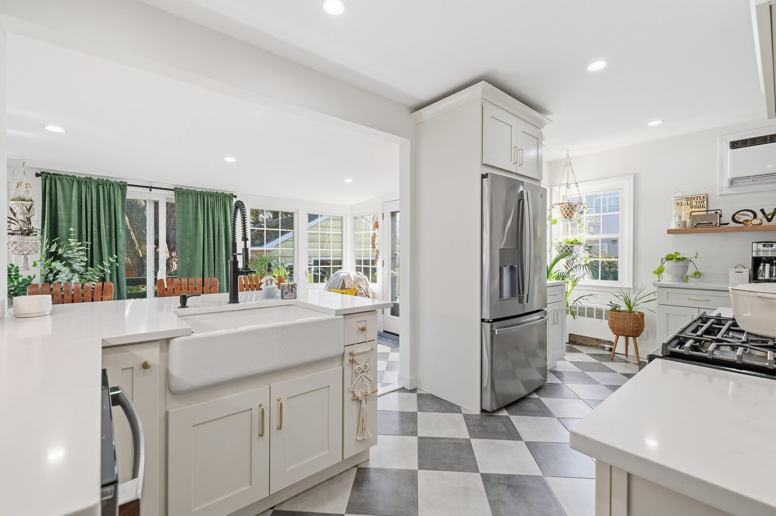Renovated kitchen with custom cabinetry, view 020