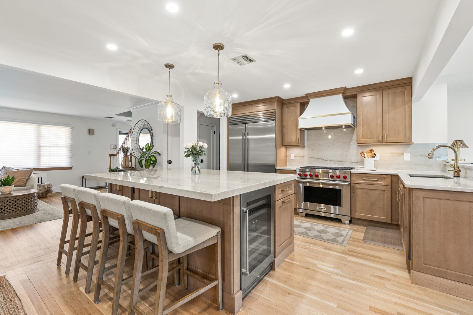 Renovated kitchen with custom cabinetry, view 025