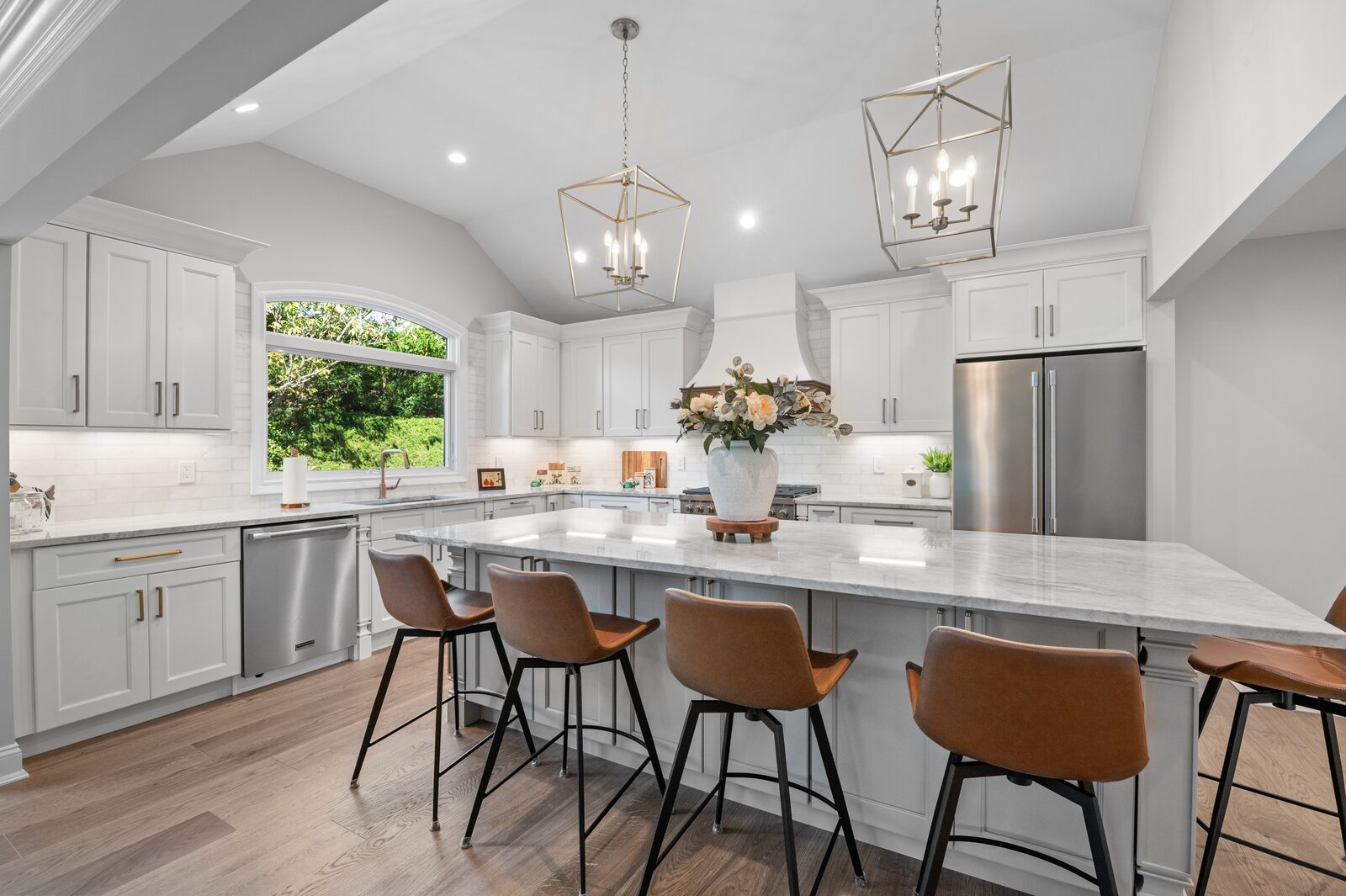 Renovated kitchen with custom cabinetry, view 036