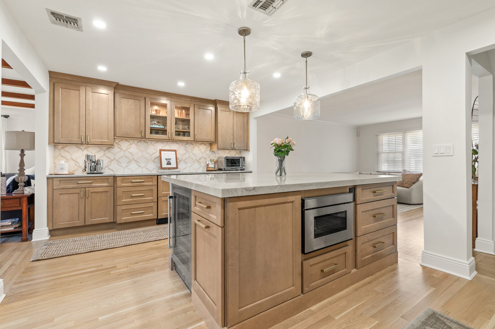 Renovated kitchen with custom cabinetry, view 052
