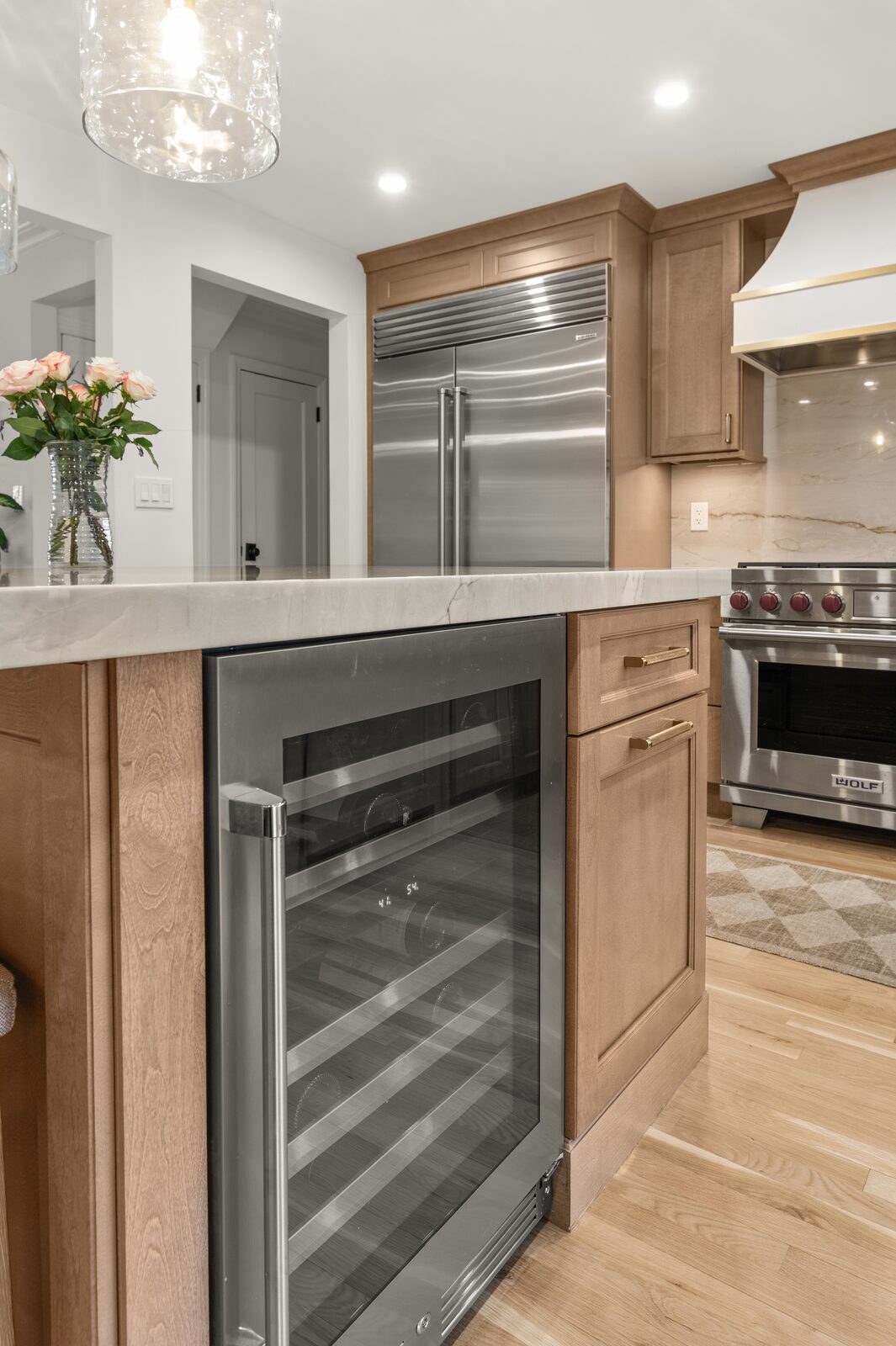 Renovated kitchen with custom cabinetry, view 082