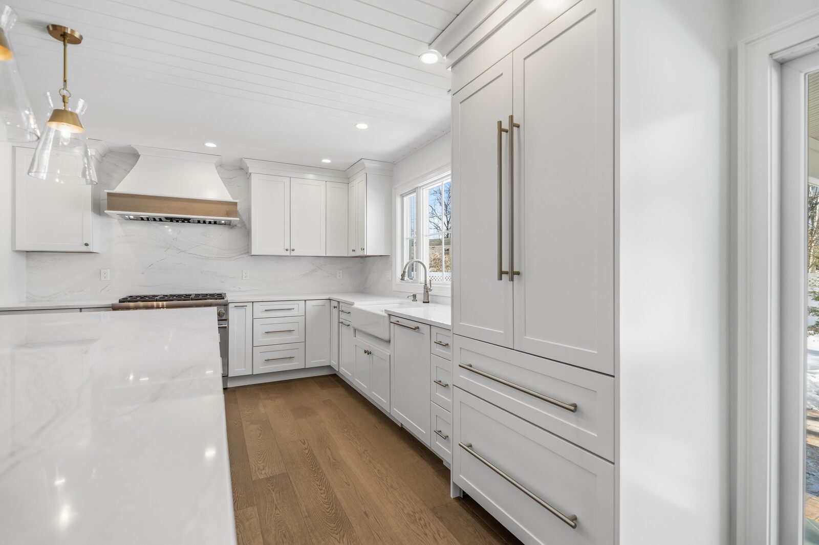 Renovated kitchen with custom cabinetry, view 086