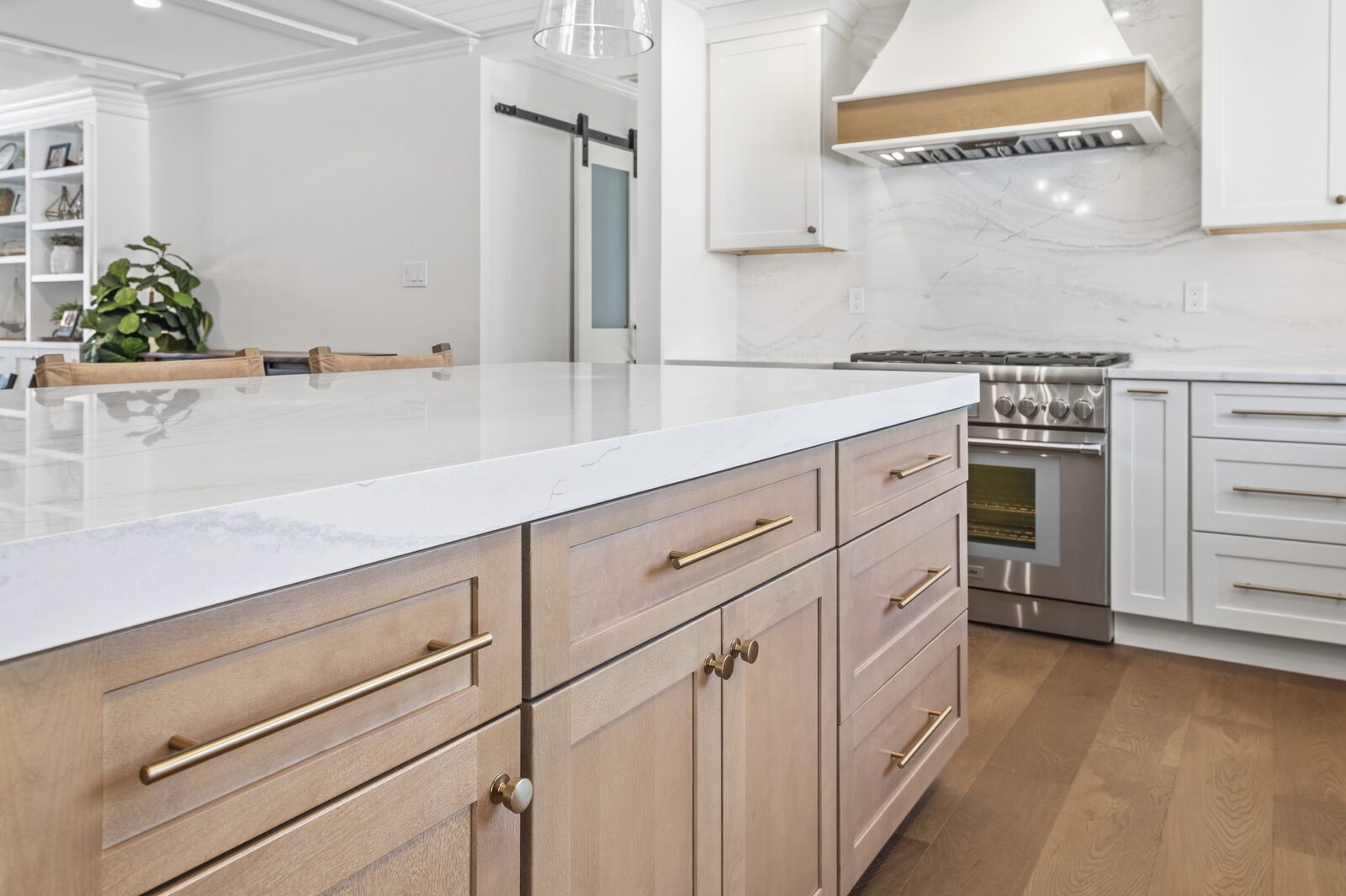 Renovated kitchen with custom cabinetry, view 088