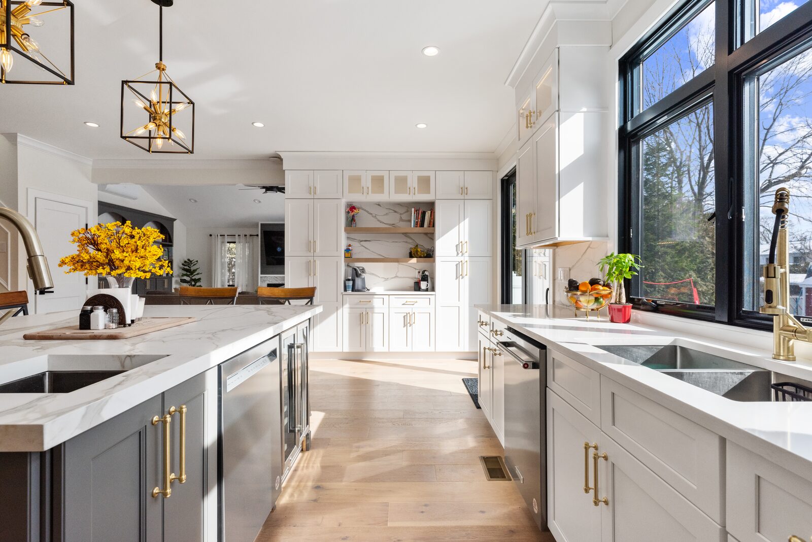 Renovated kitchen with custom cabinetry, view 106